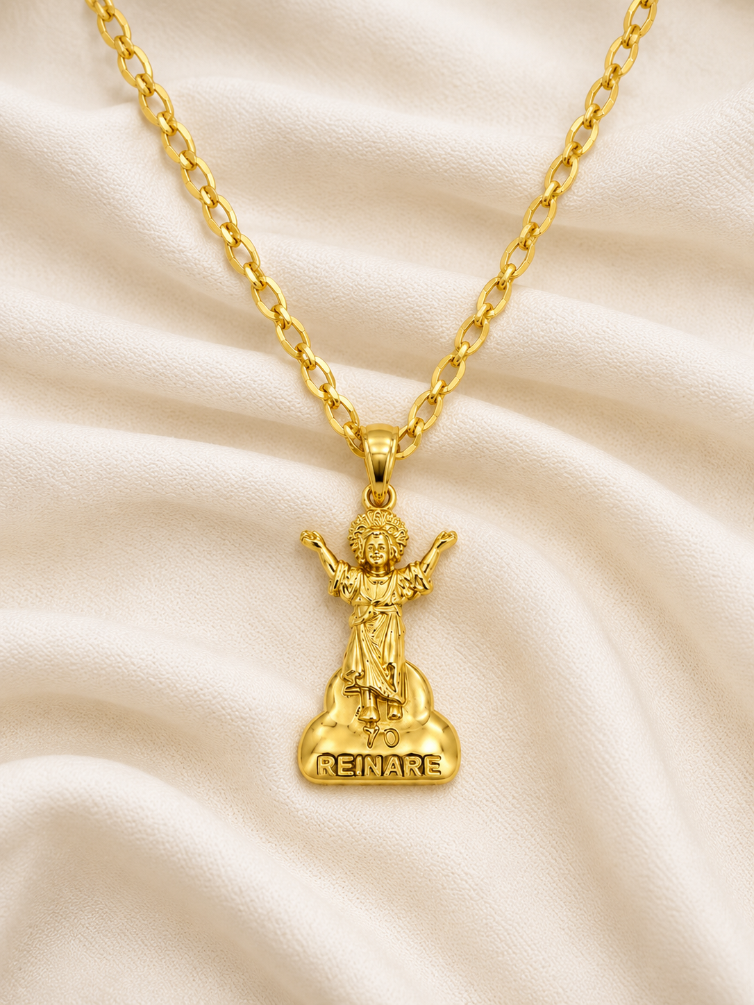 10k Gold 24” 2mm Curb Link Chain with Angel Pendant