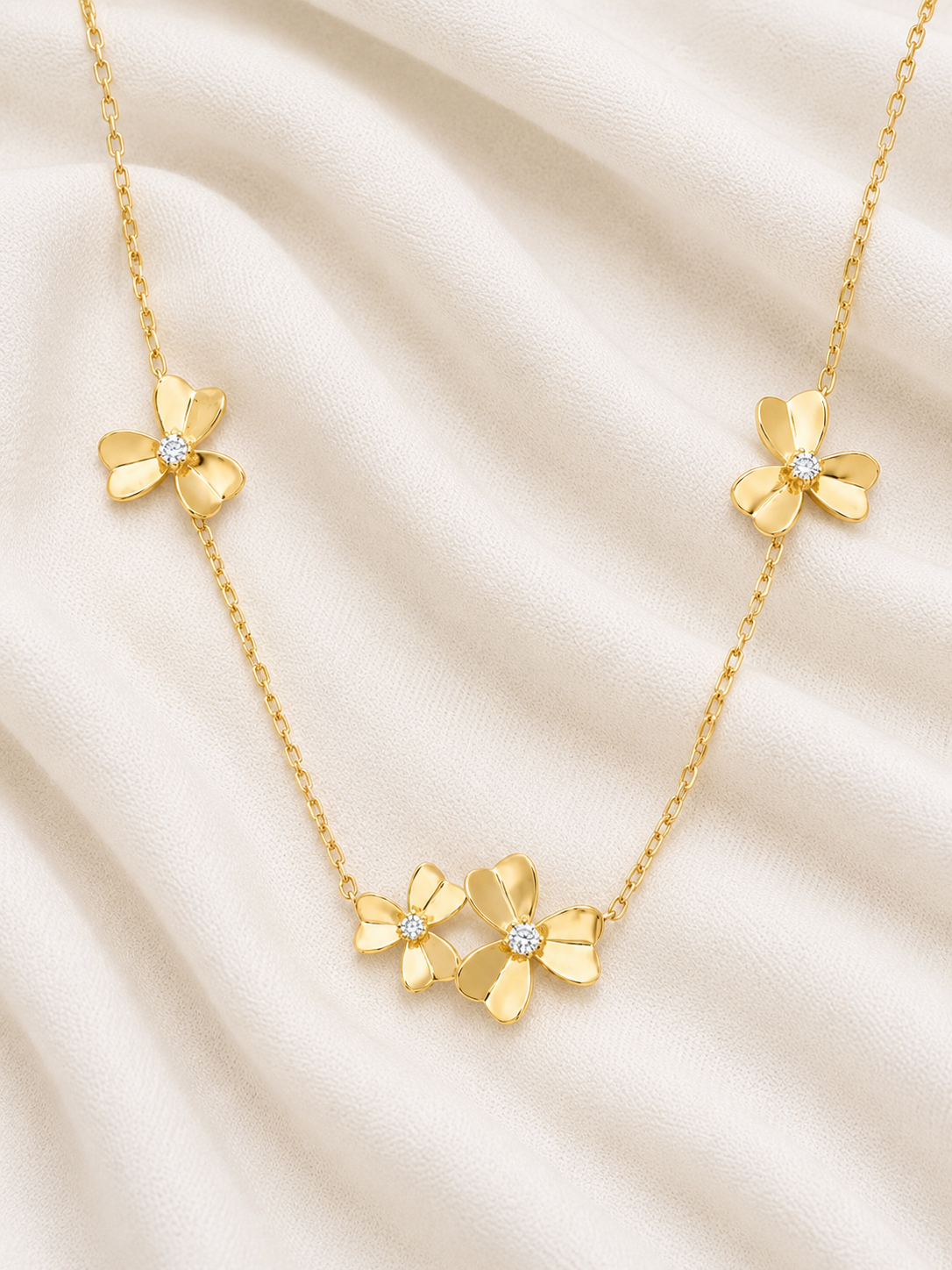 10k Gold Flowers Necklace