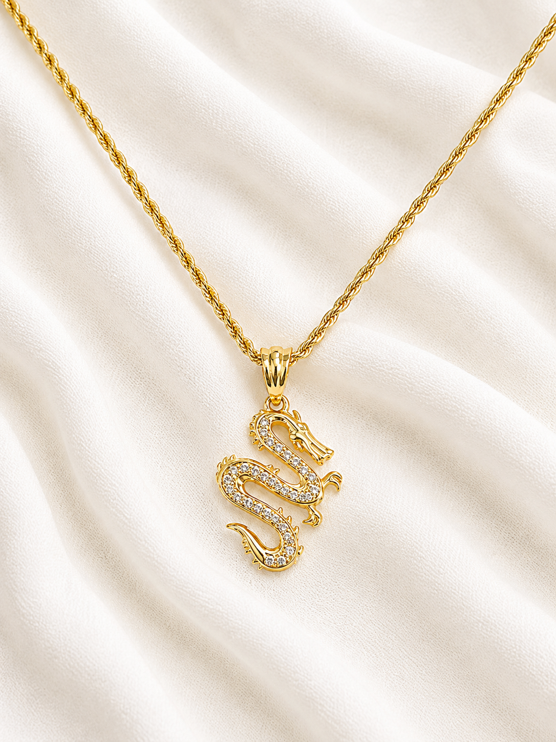 10K Gold Rope Hallow with Dragon pendant